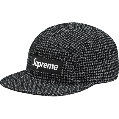Pre-owned Supreme  Boucl Houndstooth Camp Cap Black