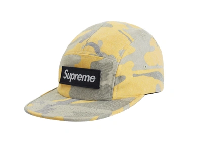 Pre-owned Supreme  Washed Out Camo Camp Cap Yellow Camo