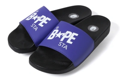 Pre-owned Bape A Bathing Ape Sta Slide Black Purple In Black/purple