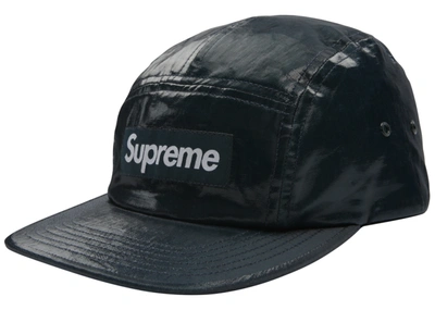 Pre-owned Supreme  Coated Linen Camp Cap Navy