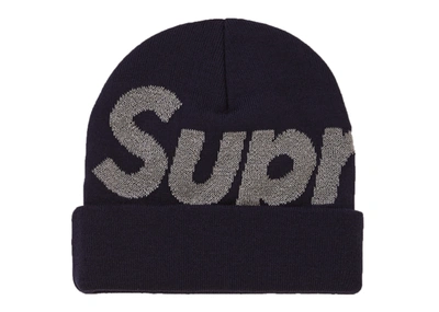 Pre-owned Supreme Big Logo Beanie (fw18) Navy