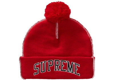 Pre-owned Supreme  Contrast Stitch Beanie Red