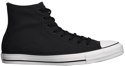 Pre-owned Converse  Chuck Taylor All-star Hi Nylon Black In Black/white-red