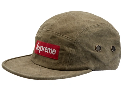 Pre-owned Supreme Washed Canvas Camp Cap (fw19) Olive
