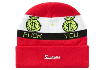 Pre-owned Supreme  Pay Me Beanie Red