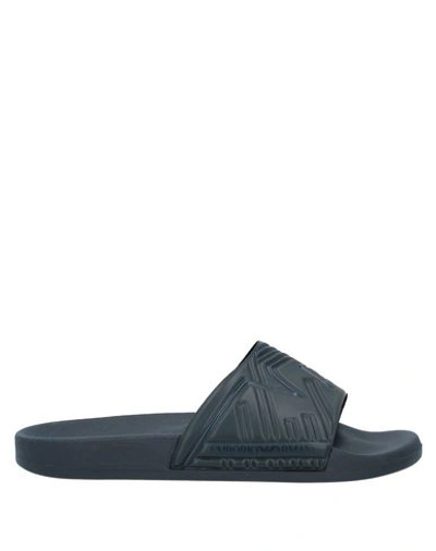 Emporio Armani Slides And Slippers In Lead