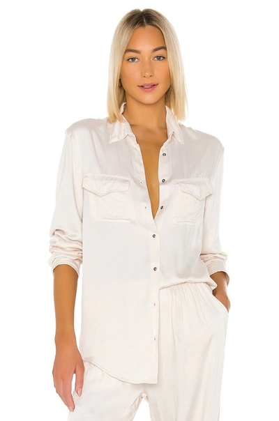 Indah Emma Solid Long Sleeve Button Up Shirt In Opal