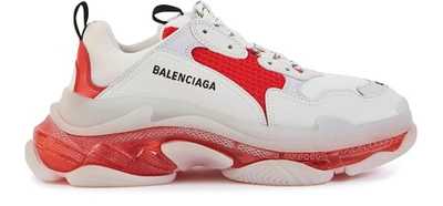 Balenciaga White And Red Triple S Sneakers