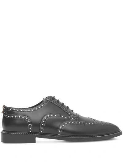 Burberry D-ring Detail Two-tone Leather Oxford Brogues In Black/white