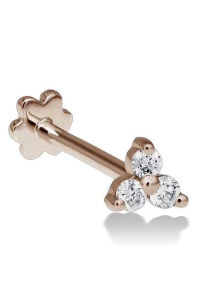 Maria Tash Diamond Trinity Threaded Stud Earring In Rose Gold