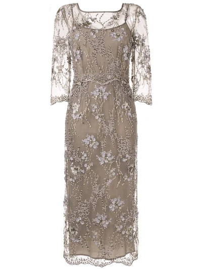 Antonio Marras Embroidered Cocktail Dress In Brown