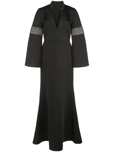 Badgley Mischka Fit And Flare Evening Dress In Black