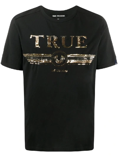 True Religion Sequin Logo Crew T Shirt Black