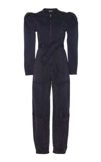 Ulla Johnson Hesper Puff Sleeve Denim Jumpsuit In Black