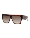 Celine Men's Chunky Rectangle Gradient Havana Sunglasses In Brown
