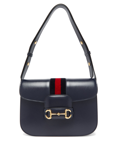 Gucci 1955 Morsetto Small Leather Horsebit Shoulder Bag In Blue