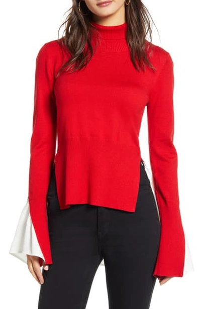 English Factory Twofer Turtleneck Sweater In Red