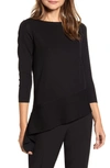 Anne Klein Asymmetrical Long Sleeve Sweater In Anne Black