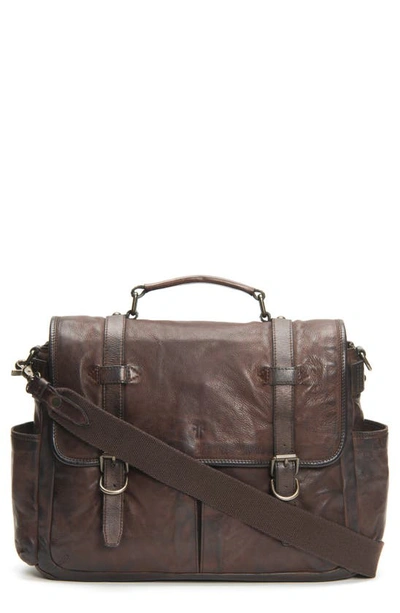 Frye Men's Murray Antiqued Leather Briefcase Bag In Dark Brown