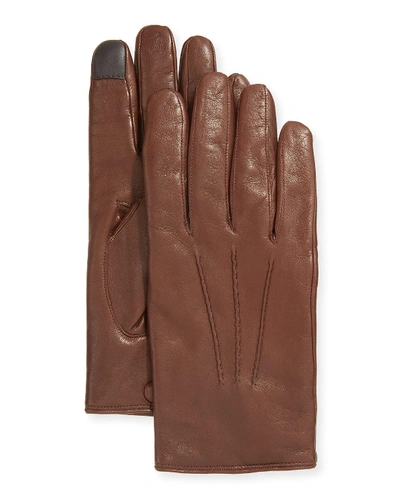 Guanti Giglio Fiorentino 3-point Napa Leather Gloves W/ Cashmere Lining In Chocolate