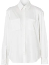 Burberry Mulberry Silk Jersey Button-down Shirt In White
