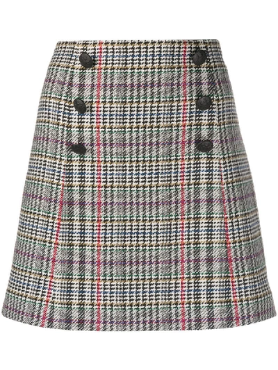 Veronica Beard Starck Double-breasted Plaid Mini Skirt In White