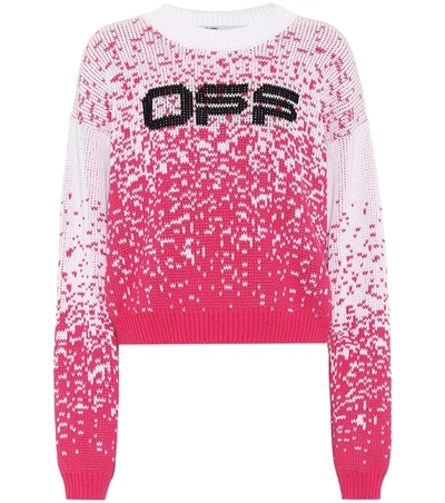 Off-white Degrade Logo-embroidered Sweater In White,fuchsia