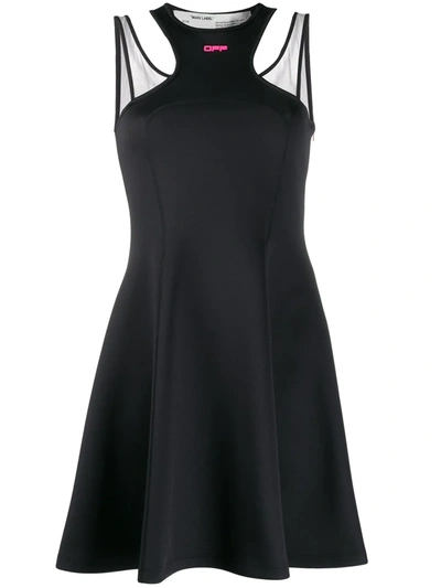 Off-white Jersey Double-strapped Fit & Flare Dress In Black