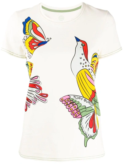 Tory Burch Bird Printed Short-sleeve T-shirt In Promised Land