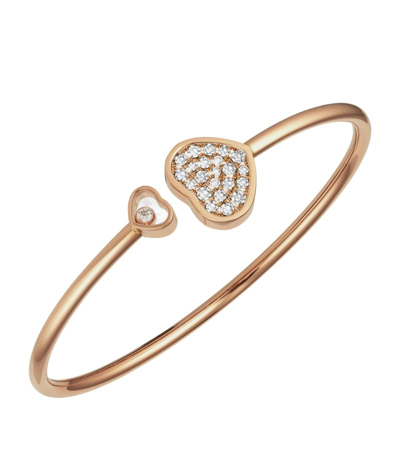 Chopard Happy Hearts 18k Rose Gold Pave Diamond Bangle Bracelet