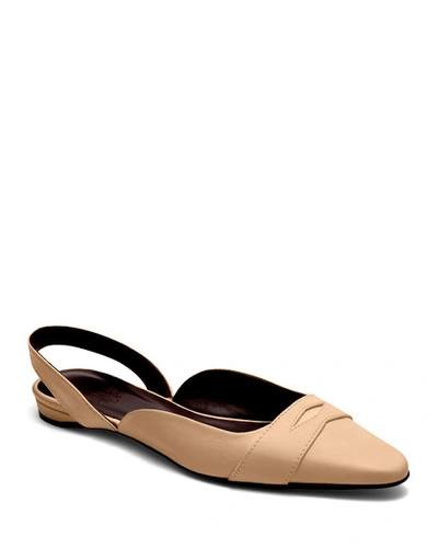 Bougeotte Leather Slingback Ballerina Flats In Beige