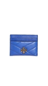 Tory Burch Kira Quilted Leather Card Case In Nautical Blue