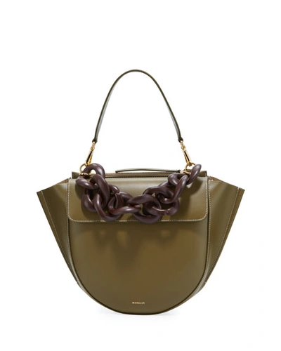 Wandler Hortensia Medium Calf Top-handle Bag In Green