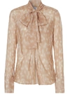 Burberry Amelie Fawn-print Silk Button-front Shirt In Soft Fawn