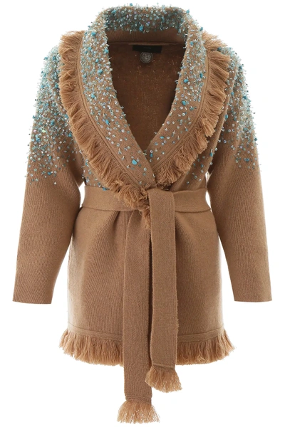 Alanui Rainy Day Embroidered Cardigan In Brown