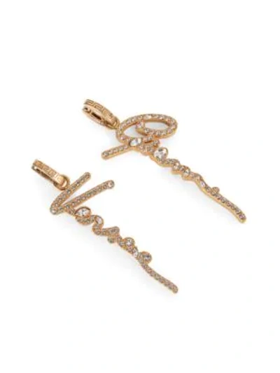 Versace Signature Goldtone Crystal Huggie Drop Earrings In Yellow Goldtone