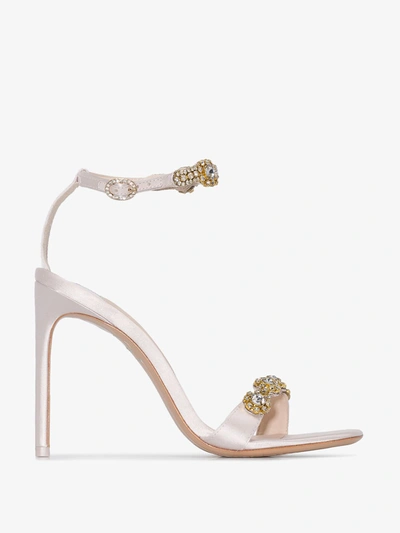 Sophia Webster Aaliyah Crystal-embellished Satin Sandals In White