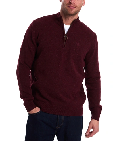 Barbour Men's Tisbury Quarter-zip Rib-cut Sweater In Ruby