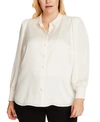 Vince Camuto Hammered Satin Long Sleeve Blouse In Pearl Ivory