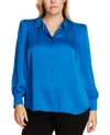 Vince Camuto Hammered Satin Long Sleeve Blouse In Peacock
