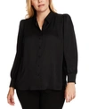 Vince Camuto Hammered Satin Long Sleeve Blouse In Rich Black