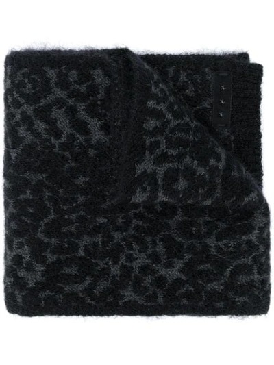 John Varvatos Mohair Leopard Jacquard Scarf In Black