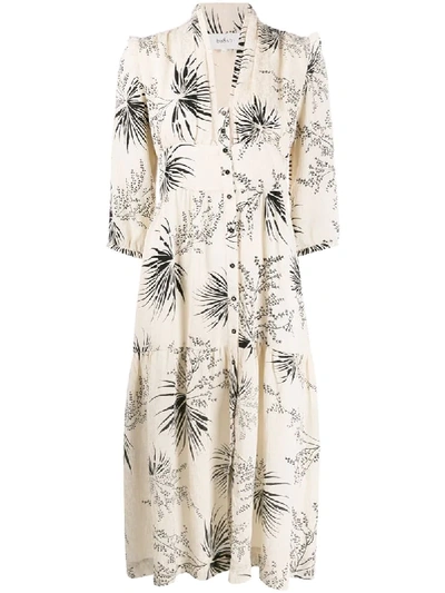 Ba&sh Ba & Sh Eleanore Botanical Midi Dress In Neutrals