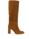 Stuart Weitzman Women's Talina Almond-toe Block-heel Boots In Brown