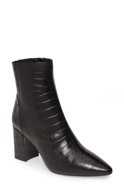 Aquatalia Women's Posey Round-toe Embossed Leather Booties In Black Embossed Croc Print