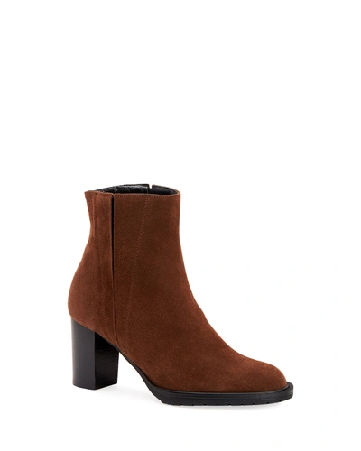 Aquatalia Women's Betsy Round-toe Booties In Chestnut Suede