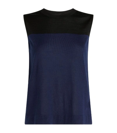 Akris Colorblock Cashmere & Silk Shell In Ink Black