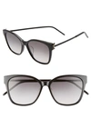 Saint Laurent Square Acetate & Metal Sunglasses In Black/gray