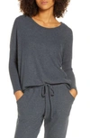Eberjey 'cozy Time' Slouchy Long Sleeve Tee In Charcoal Heather