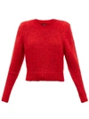 Isabel Marant Blouson Sleeve Mohair & Wool Blend Sweater In Red